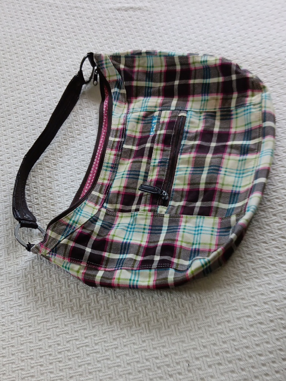 Vintage Dakine "Ava" Plaid Shoulder Plaid And Pink Polkadot